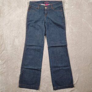 Wrangler Premium Patch Jeans Womens Low Rise Wide Leg‎ Dark Wash Tall L36